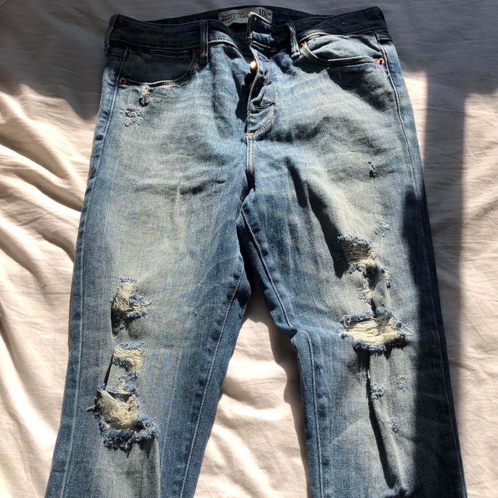 Flattering High Rise Blue Ankle Skinny Jeans